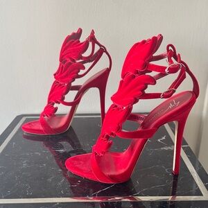Giuseppe Zanotti RARE Cruel Summer Coline Red velvet Angel Wings Heels 39